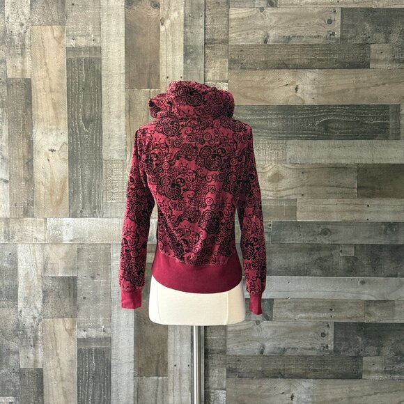 Disney Parks Mickey Mouse zip up hoodie small cranberry floral boho Disneyland - Picture 10 of 13